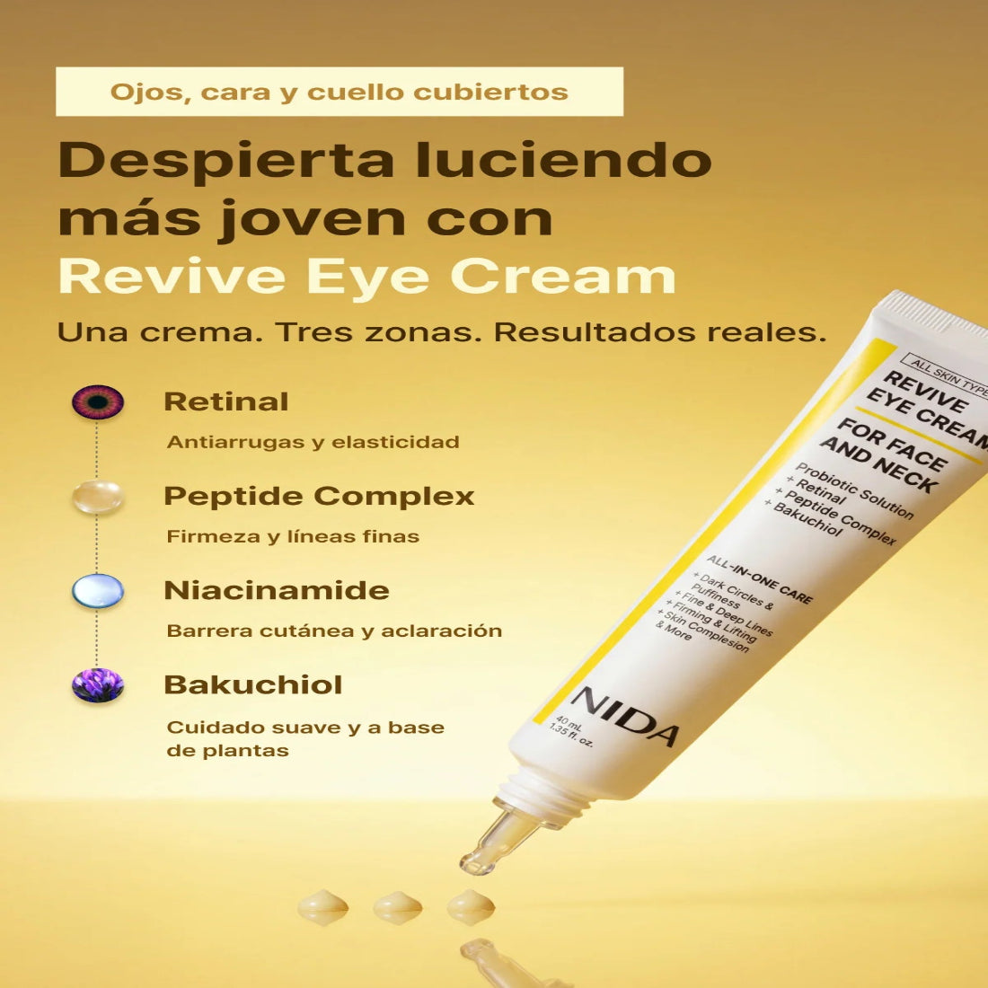 Rejuvenece tu mirada y borra las líneas de cansancio con NIDA Revive Eye Cream