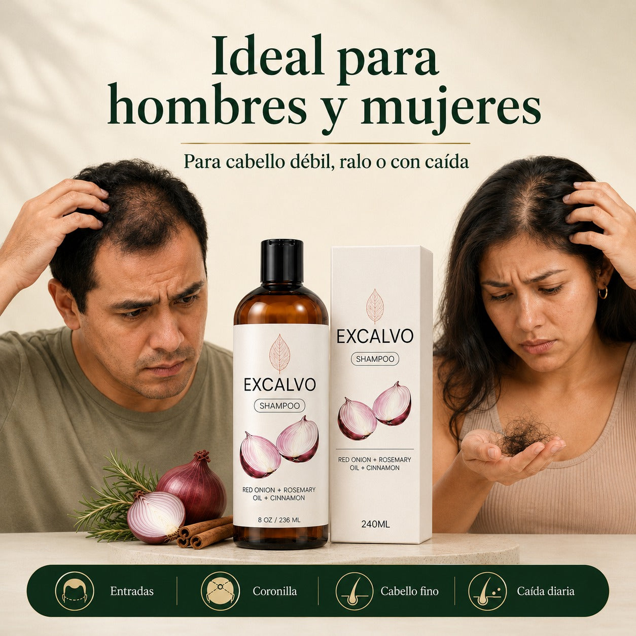 Recupera tu cabello y engrosa la fibra desde la raíz con Excalvo Shampoo USA