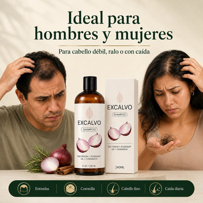 Recupera tu cabello y engrosa la fibra desde la raíz con Excalvo Shampoo USA