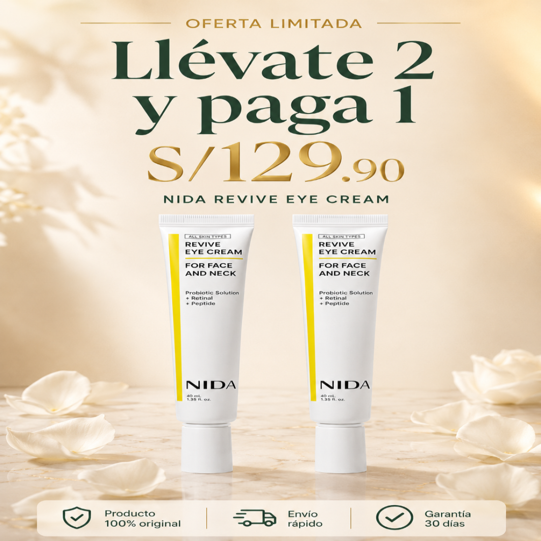 Rejuvenece tu mirada y borra las líneas de cansancio con NIDA Revive Eye Cream